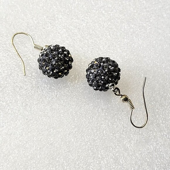 Mini Grey Dangle Ball Bead Earrings - Picture 3 of 7
